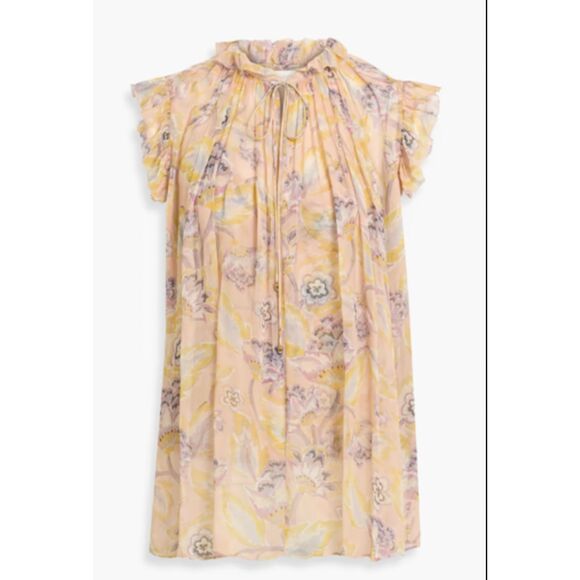 Zimmermann Tops - Zimmermann Illustration Blouse Top Womens 3 Multicolor Floral Frilled Cap Sleeve